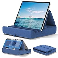 KDD Tablet Pillow Holder, Foldable iPad Stand for Lap, Bed and Desk -Tablet Soft Pad Dock with Pocket & Stylus Mount Compatible with iPad Pro 12.9, 10.5, 9.7 Air Mini 6 5 4 3, Galaxy Tab,E-Reader