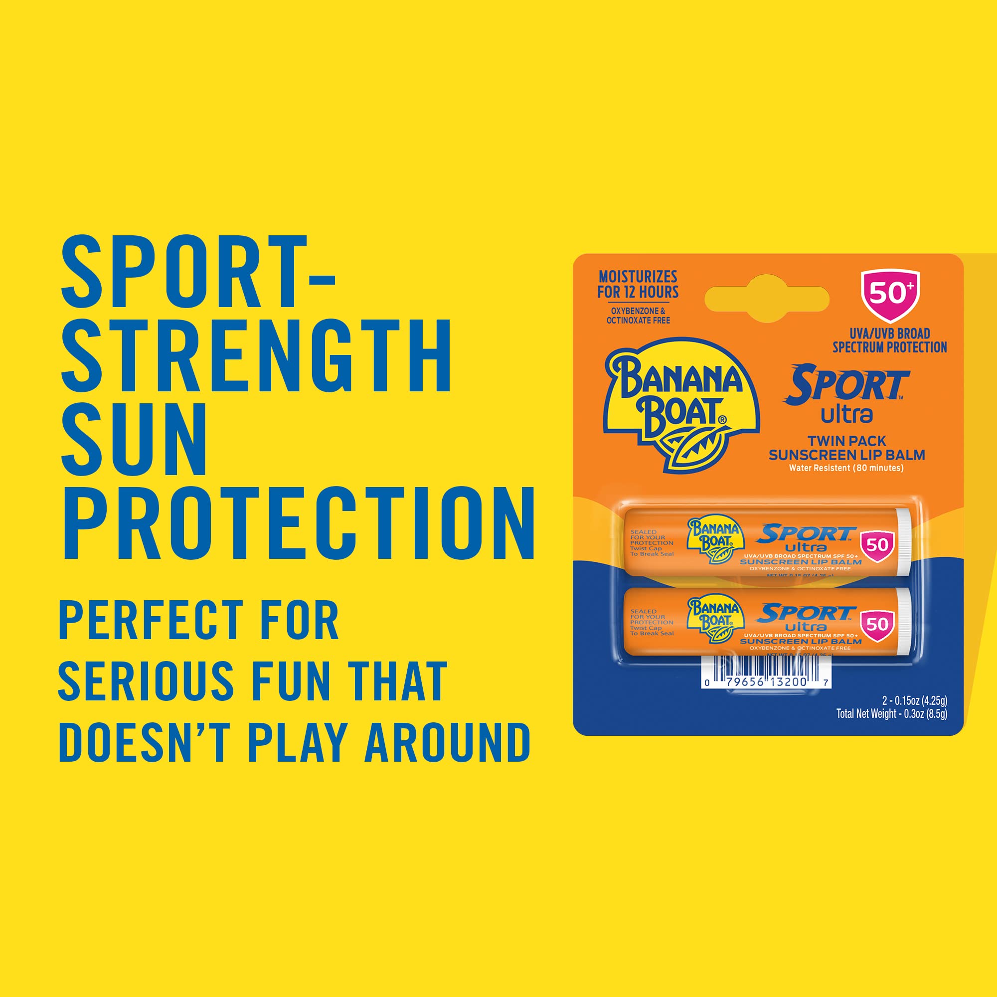 Banana Boat Sport Ultra SPF 50 Lip Sunscreen 2 Pack | SPF Lip Balm Pack, Banana Boat Lip Balm SPF 50, Oxybenzone Free Sunscreen, Lip Sunblock, Travel Size Sunscreen for Lips SPF 50, Twin Pack