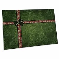 3dRose Green Tree Wrapping Paper with Holly Ribbon and Green... - Desk Pad Place Mats (dpd-220558-1)
