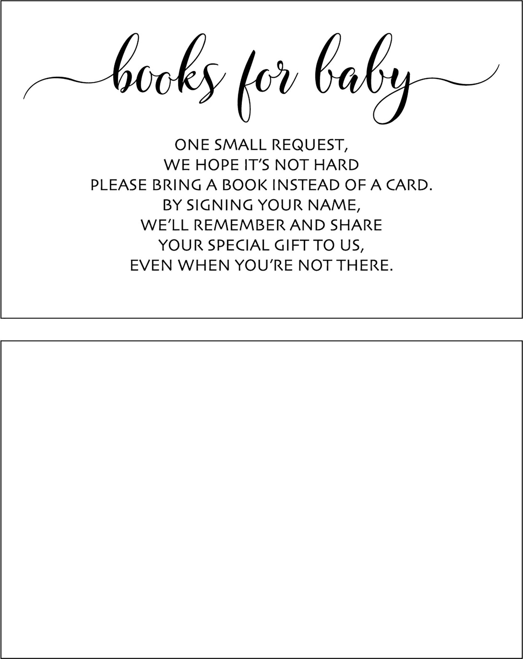 books for baby cards, baby shower invitation insert card, Gender Neutral 100