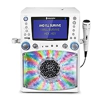 Singing Machine STVG785BTW Bluetooth Karaoke Machine with LCD Lyrics Monitor and Disco Lights, White