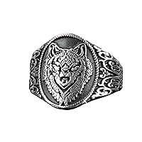 Sterling Silver Men's Wolf Ring - Majestic Wildlife Inspired Band - Artisan Crafted Jewelry