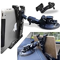 3-in-1 Tablet Holder Car Air Vent Mount - [ Strong Suction Cup Version ] Universal Dashboard Windshield Cradle for iPad Pro, iPad Mini, Galaxy Tab | Fits All 6