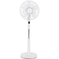 Amazon Basics 16-Inch Pedestal Floor Fan: Quiet and Energy-Efficient DC Motor with 12 Speeds, Oscillating Blades, Remote Control, Timer, Tilted Head - Sleek White Design