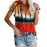 Cute Tops for Women with Big Breasts Womens Boho Top Floral V Neck Short Sleeve Shirt Summer Shirt Long Sleeve