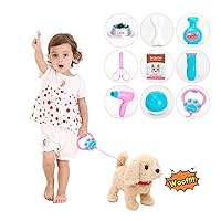 Interactive Walking Dog Toy - Toddler Walking Plush Dog Toys for Kids, Toys for Girls 2 Years Old - Electronic Golden Retriever Plush Toy with Singing, Barking, and Talking