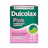 Dulcolax Pink Overnight Relief Stimulant Laxative, Bisacodyl, 5 mg Comfort Coated Tablets, 25 Count
