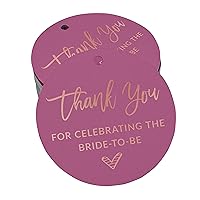 100 Pack Real Rose Gold Foil Paper Tags Thank You for Celebrating The Bride to Be Bridal Shower Favor Hang Tags