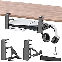 No-Drill PS5 Under Desk Mount, Metal Under Desk PS5 Mount Replacement for 2020/2023 PS5 Slim Digital & Disc Versions, PS5 Mount Under Desk with Clamp Mount, Screw and EVA Foam for PS5 Digital Console