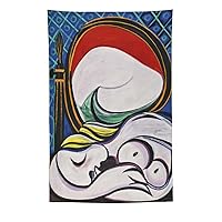 JU XIANG Pablo Picasso Tapestry，Pablo Picasso's Pablo Picasso Tapestry，Pablo Picasso's The Mirror Art Print Painting Tapestry Wall Tapestries Bedroom Home Decor Gift Room Aesthetic 60