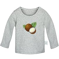 Fruit Coconut Cute Novelty T Shirt, Infant Baby T-Shirts, Newborn Long Sleeves Graphic Tee Tops