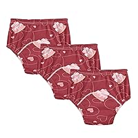 Little Boys Training Potty Underwear Valentine's Day Cute Hearts Birthday Cakes Red 3pcs Reusable Overnight Training