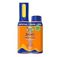 Banana Boat Sport 360 Body Sunscreen SPF 50 Spray Bundle: Non-Aerosol, 360 Coverage Mist, 5.5oz Refillable Bottle & Refill Pack