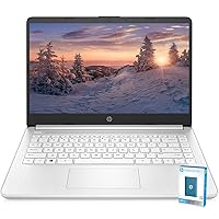 HP 2022 Premium 14-inch HD Thin and Light Laptop, Intel Dual-Core Processor, 8GB RAM, 64GB Storage, Long Battery Life, Webcam, Bluetooth, HDMI, Wi-Fi, White, Windows 11 + 1 Year Microsoft 365