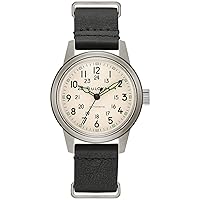 Bulova Men's Military Heritage Hack Stainless Steel 3-Hand Automatic Watch, NATO Leather Strap, Luminous Hands and Markers