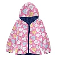 Boys Sherpa Jacket Valentines Cute Colorful Hearts Funny Wedding Toddler Boy Outerwear Navy Blue Toddler Zip Up Hoodie