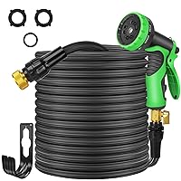 Garden Hose 50ft - Expandable Nano Rubber Latex Water Hose with 10-Function Spray Nozzle, 3/4
