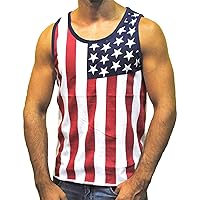 Exist Men's Patriotic American Flag Stripes and Stars Tank Top Shirt