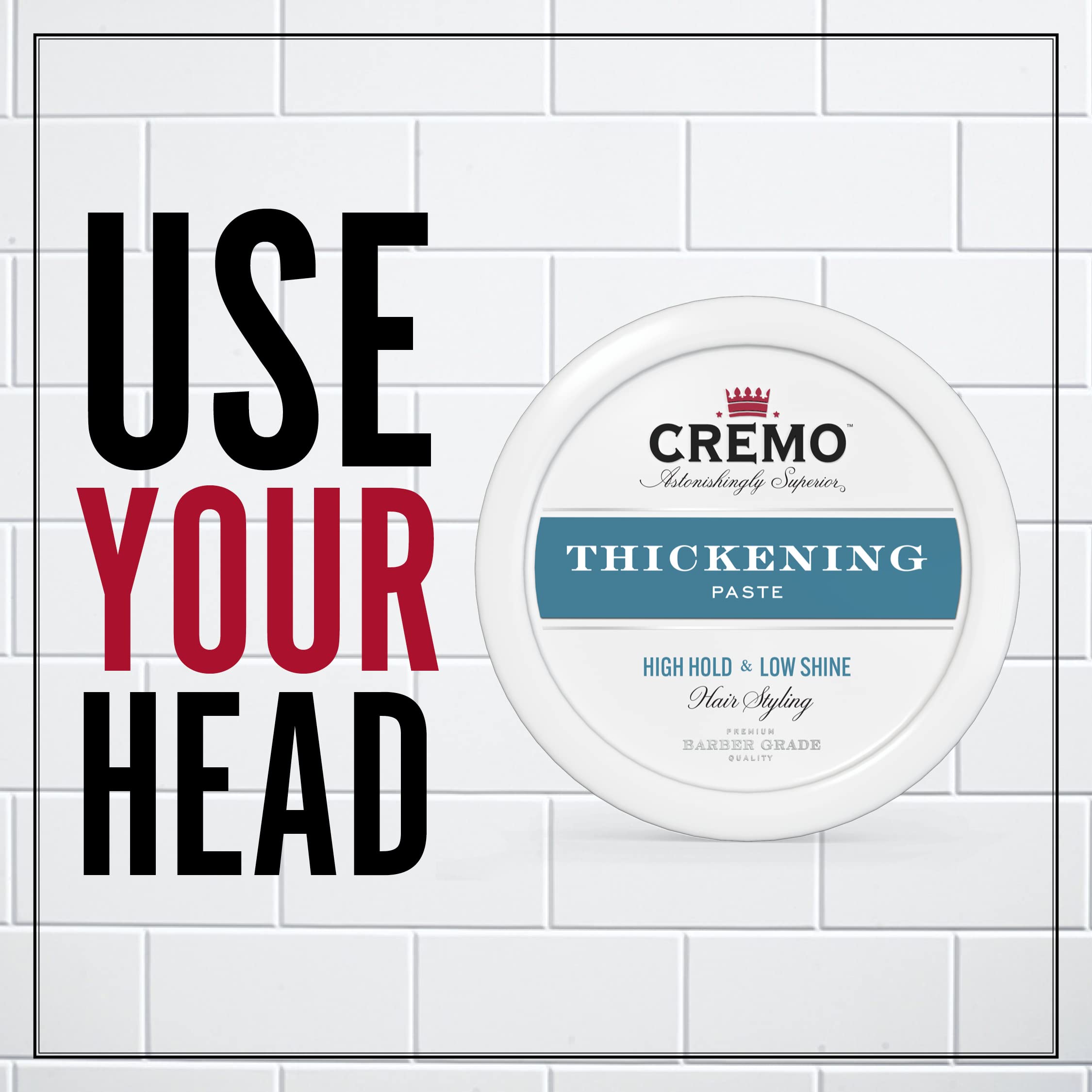 Cremo Premium Barber Grade Hair Styling Thickening Paste, High Hold, Low Shine, 4 Oz
