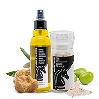 I White Truffle Extra Virgin Olive Oil + Black Truffle Pink Himalayan Salt Bundle I 3.38 oz Spray Bottle & 3.17 oz Grinder