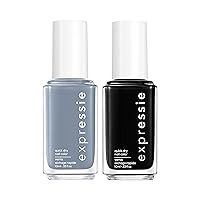 essie Expressie Quick Dry Nail Polish Best Sellers Set, Air Dry, Blue Nail Polish, Now Or Never, Black Nail Polish, Gifts For Women And Men, 0.33 Oz Each