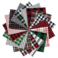 40 Buffalo Christmas Plaid Lodge Charm Pack, 6 inch Precut Cotton Homespun Fabric Squares by JCS