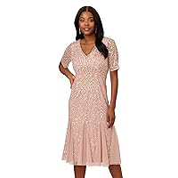 Adrianna Papell Women's Beaded Midi Dress with Godets