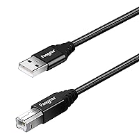 Fasgear USB B 2.0 Printer Cable: USB A to B Scanner Cord USB 2.0 Nylon Braided High-Speed Printer Cable Compatible with HP/Canon/Dell/Brother/Samsung/Lexmark/Epson etc (6ft, Black)