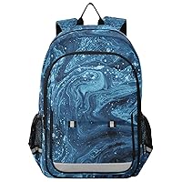 ALAZA Blue and Black Marble Backpack Bookbag Laptop Notebook Bag Casual Travel Trip Daypack for Women Men Fits 15.6 Laptop