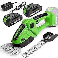SOYUS Cordless Grass Shear, 2-in-1 Handheld Hedge Trimmer, 21V Electric Grass Trimmer & Shrubbery Trimmer, Battery Operated Hedge Trimmer for Garden/Lawn with Charger and 2Pcs Batteries