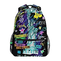 ALAZA New York NYC Statue Of Liberty Doodles Large Backpack Personalized Laptop iPad Tablet Travel School Bag with Multiple Pockets