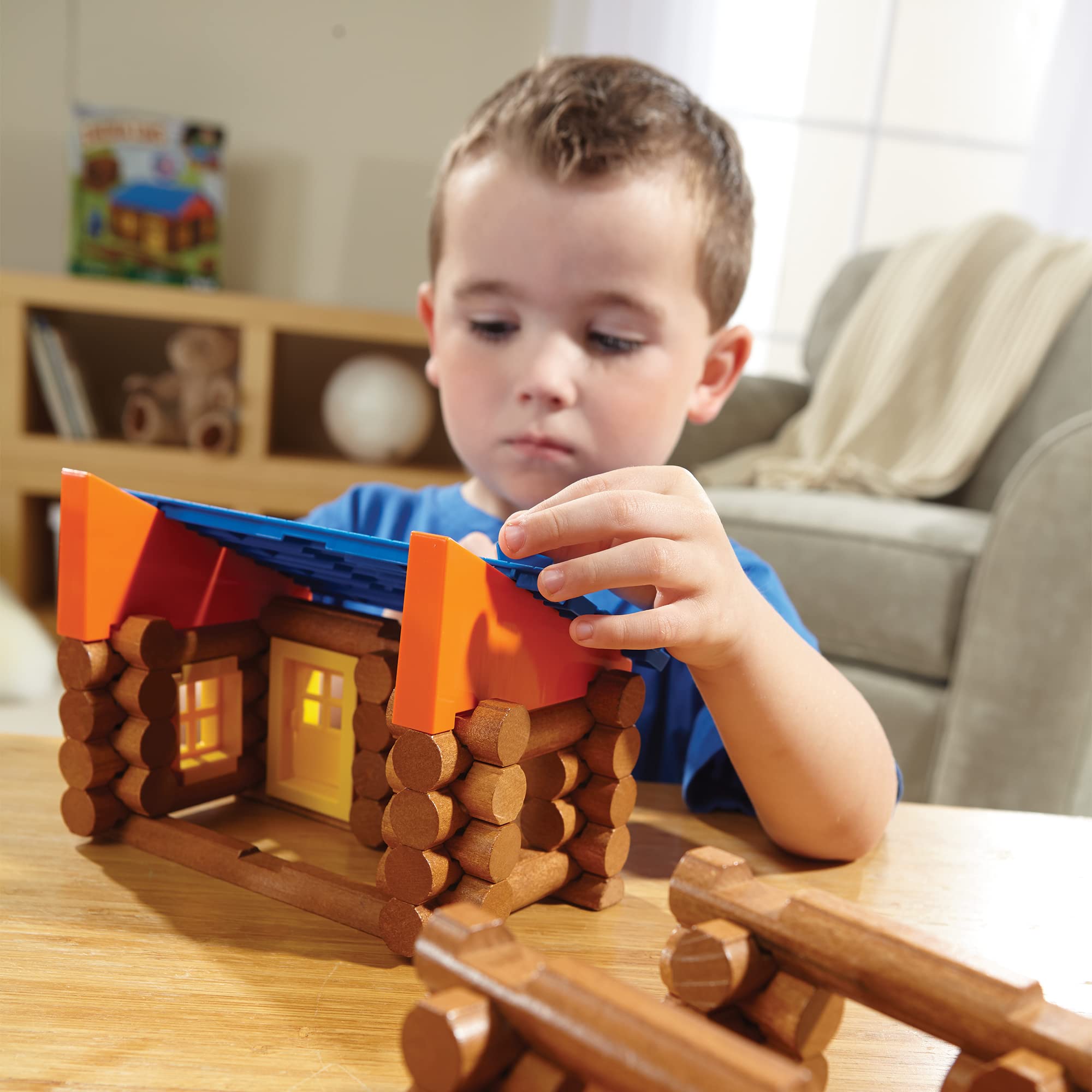LINCOLN LOGS – Oak Creek Lodge – 137 Pieces - Real Wood Logs-Ages 3+ - Best Retro Building Gift Set for Boys/Girls – Creative Construction Engineering – Top Blocks Game Kit - Preschool Education Toy