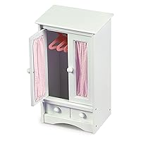 Badger Basket Toy Armoire with Hangers for Doll Clothes and Accessories for 22 inch Dolls - White/Pink