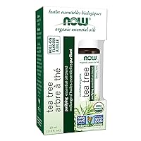 NOW Essential Oils, Tea Tree Roll-On, Certified Organic, Purifying Blend, Steam Distilled, Topical Aromatherapy, 10-mL