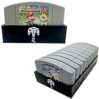 Black, N64 Compatible Cartridge Holder, N64 Game Tray, Holds 10 Games, Organization, Retro Video Game Collection, Works with Nintendo 64 NTSC and PAL Cartridges