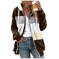 SNKSDGM Women Full Zip Hoodies Fleece Jackets Oversized Winter Clothes 2023 Fashion Sherpa Lined Coat Outwear with Pockets