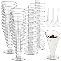 50 Pack Clear Dessert Cups with Spoons Mini Dessert Cups with Spoons 4oz Plastic Martini Glasses Disposable Dessert Cups Appetizer Cups for Home Gatherings, Events, Parties, Weddings, Serving, Tasting