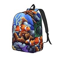 Canvas Backpack For Women Men Laptop Backpack Cartoon Clown Fish Travel Daypack Lightweight Casual Backpack