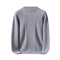 Autumn and Winter 100% Sweater Men's Round Neck Pullover Long Sleeve Thickened Solid Color Knitted Warm Cashmere Sweater