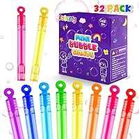 Roberly 32PCS Mini Bubble Wands Bulk Bubble Party Favors for Kids, Assortment 8 Color Fun Bubble Maker for Girls Boys Birthday Party Treats Carnival Game Classroom Prizes Bath Time Outdoor Summer Toy