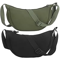 Firtink 2 Pack Crescent Bag for Women Men, Nylon Crescent Bags Dumpling Bag Hobos Crossbody Bags Purse with Adjustable Strap