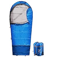 REDCAMP Kids Mummy Sleeping Bag for Camping, 3 Season Cold Weather Sleeping Bag Fit Boys,Girls & Teens, Blue/Rose Red