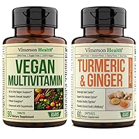 Vimerson Health Vegan Multivitamins for Women and Men & Tumeric and Ginger with Black Pepper - Joint Support Supplement