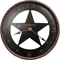 Howard Miller Glenns Ferry Wall Clock II 549-687 – Cast Resin Western Star, Molded Rope Edge, Oil Rubbed Bronze Finish, Start Hour Markers Plus Spade Hands, Quartz Movement