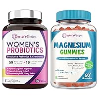 Doctor's Recipes Women’s Probiotics & Magnesium Gummies Bundle, Value Pack for Feminine Health & Mental Clarity, Pro (60 Capsules) & Mag (60 Gummies), One Month Supply