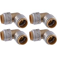 SharkBite Max 3/4 Inch 90 Degree Elbow, Pack of 4, Push to Connect Brass Plumbing Fitting, PEX Pipe, Copper, CPVC, PE-RT, HDPE, U256LFA