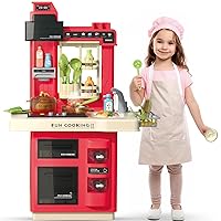 Play Kitchen Set, 35Pcs Kids Kitchen Playset with Lights Sounds, Pretend Play Food Toy Kitchen Set, Kids Play Kitchen Toys for 3-6 6-12 Year Old Boys Girls Toddlers Kids Gifts
