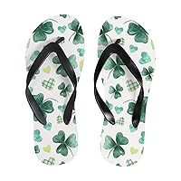 Vantaso Slim Flip Flops for Women Watercolor Green Clover Leaves Plaid Hearts Yoga Mat Thong Sandals Casual Slippers