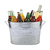 Twine Insulated Drink Galvanized Bucket, Beer and Beverage Tub, Metal Bucket, Ice Buckets for Parties, Holds 5.35 Gallons, Silver
