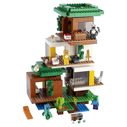 LEGO Minecraft The Modern Treehouse 21174 Giant Treehouse Building Kit Playset; Fun Toy for Minecraft-Gaming Kids; New 2021 (909 Pieces)